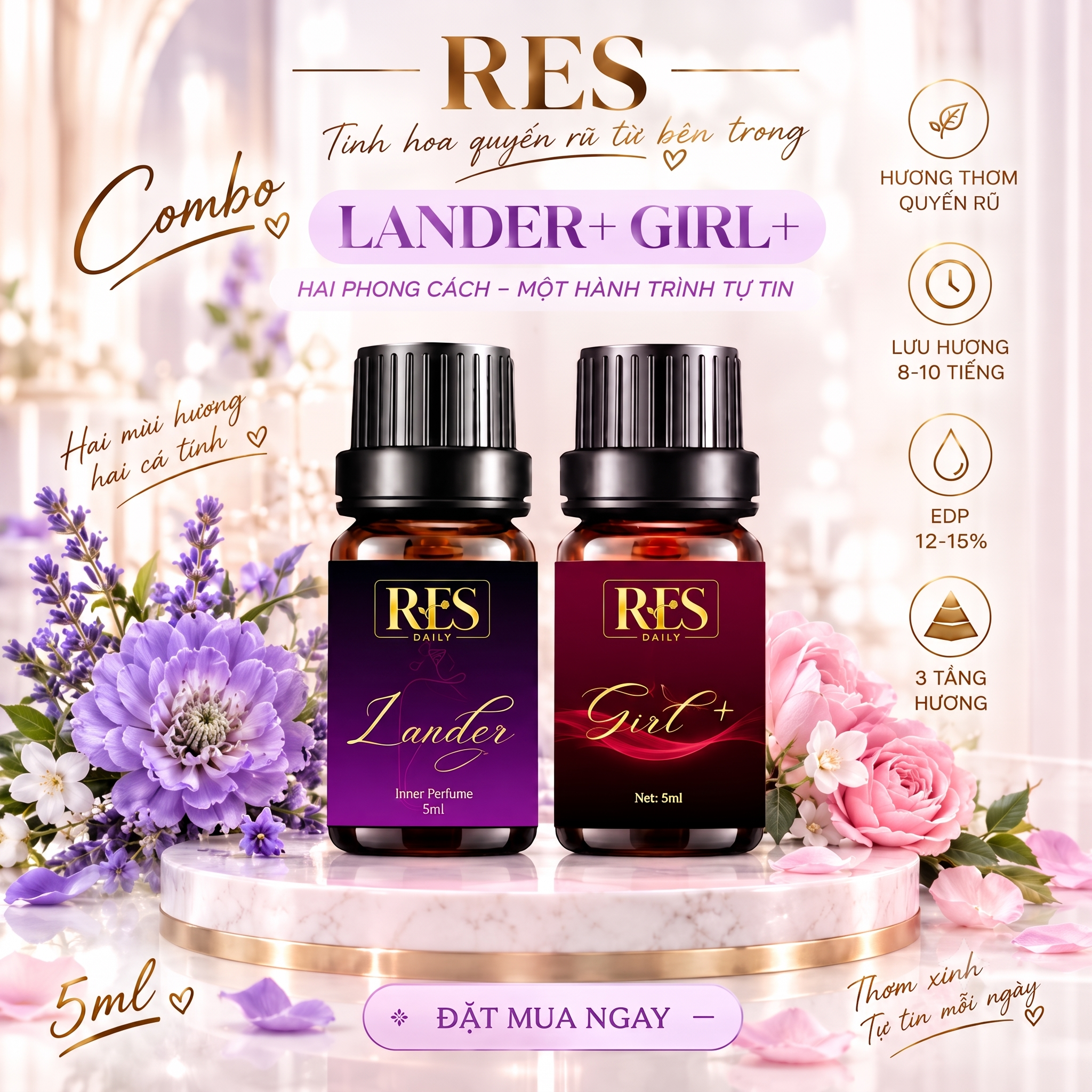 Set Nước Hoa Vùng Kín Res Lander Girl 5ml Inner Perfume