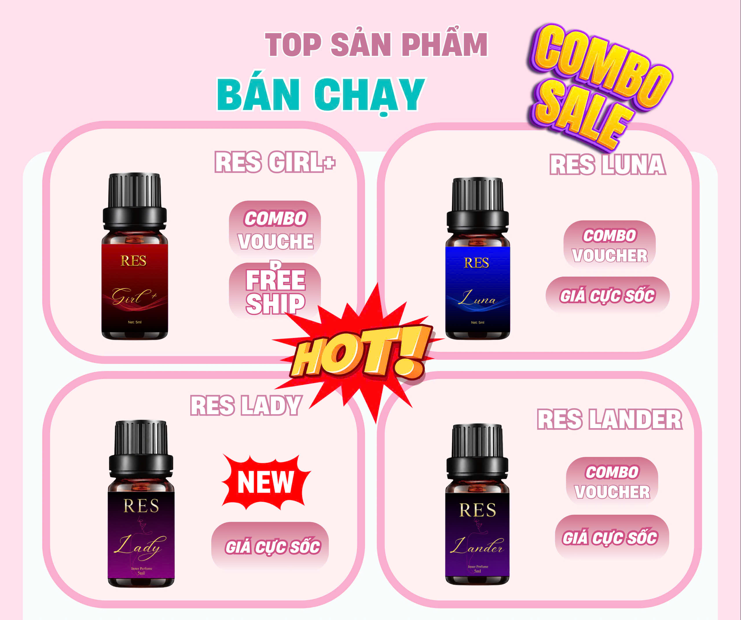 Combo 4 Nước Hoa Vùng Kín Res Daily 5ml Inner Perfume